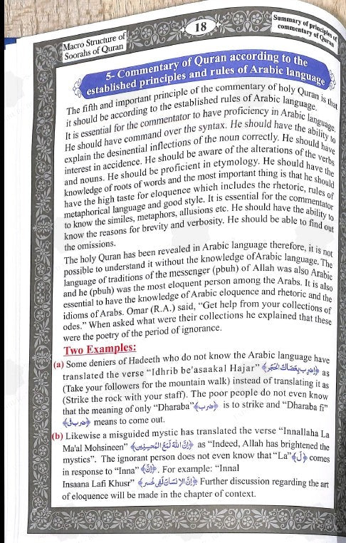 Macro Structure of the Soorahs Of The Holy Quran