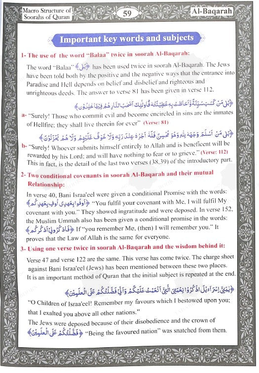 Macro Structure of the Soorahs Of The Holy Quran