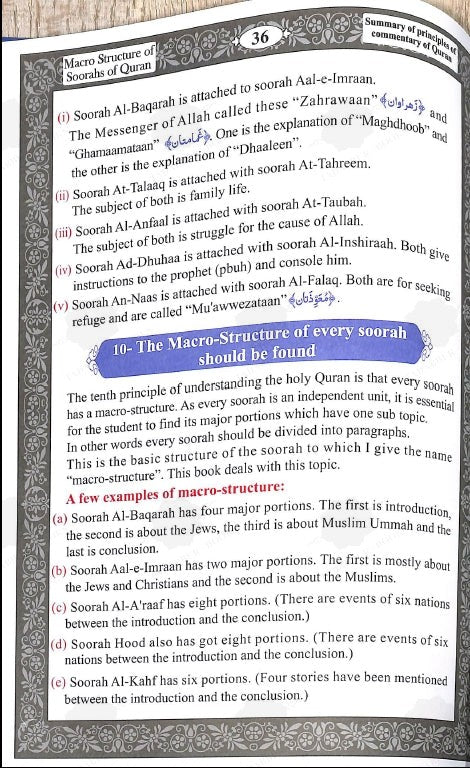 Macro Structure of the Soorahs Of The Holy Quran